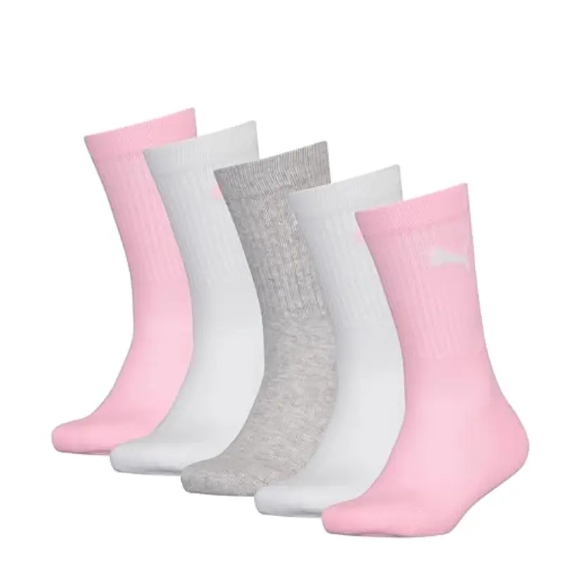 PUMA Junior Crew, Calzini Unisex - Bambini e ragazzi, Bianco Rosa, 35
