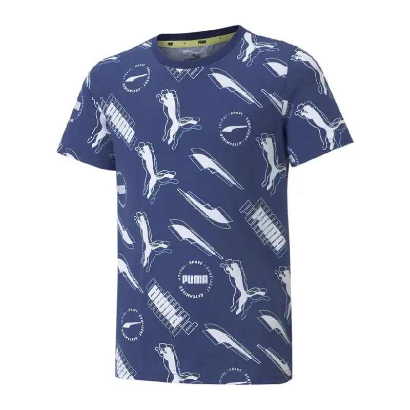Maglia a Maniche Corte per Bambini Puma AOP Blu scuro | Puma Blu turchino