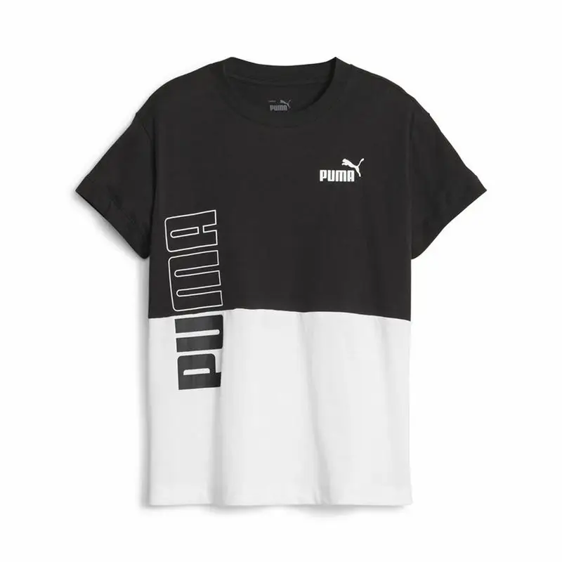 Maglia a Maniche Corte per Bambini Puma Power Colorblock Bianco | Puma Nero