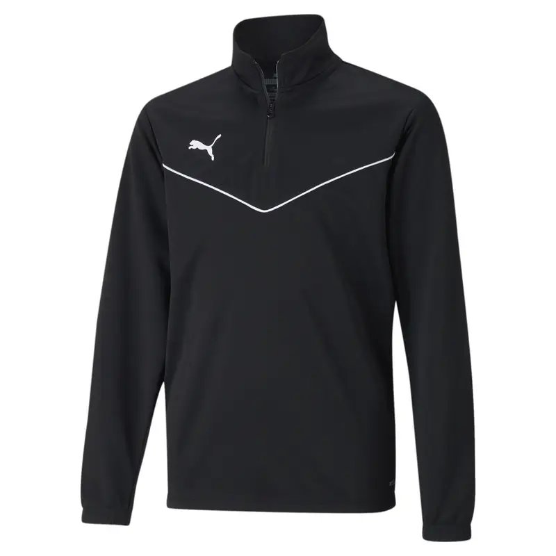 Maglia da calcio a maniche lunghe con mezza zip teamRISE Youth PUMA Black White | Puma Nero