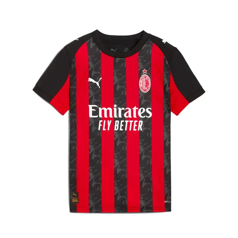 Maglia Gara Home Ac Milan 25-26 Rosso Nero Ragazzo 140 cm