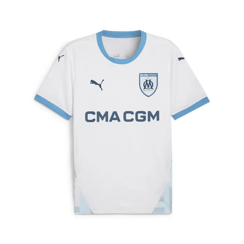 Maglia gara Home Olympique de Marseille 24/25 da uomo PUMA White Bleu Azur Blue | Puma Bianco
