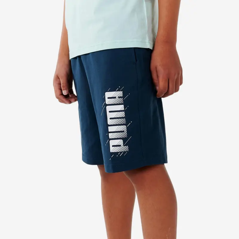 Pantaloncini bambino ginnastica Puma regular misto cotone blu con stampa | Puma