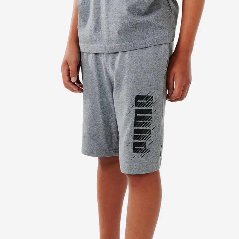 Pantaloncini bambino ginnastica Puma regular misto cotone grigi con stampa | Puma