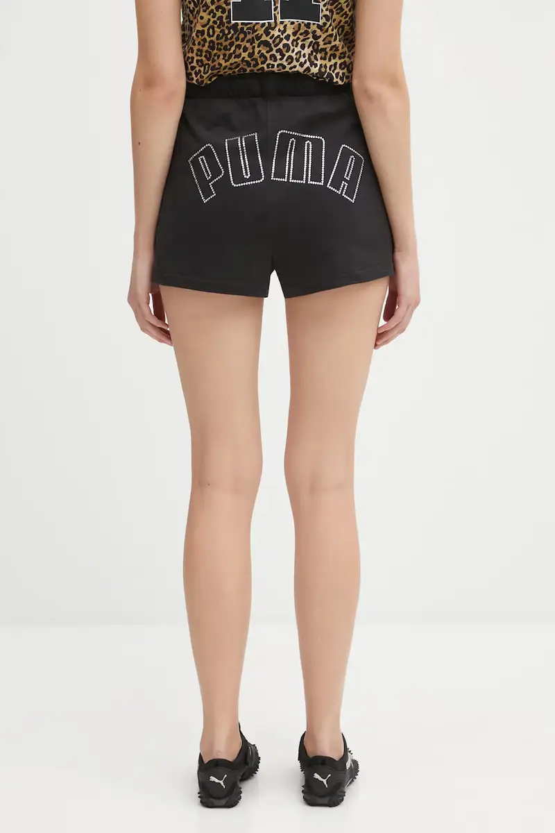 pantaloncini in cotone PUMA x A$AP ROCKY donna colore nero con applicazione 635071 miniatura 3