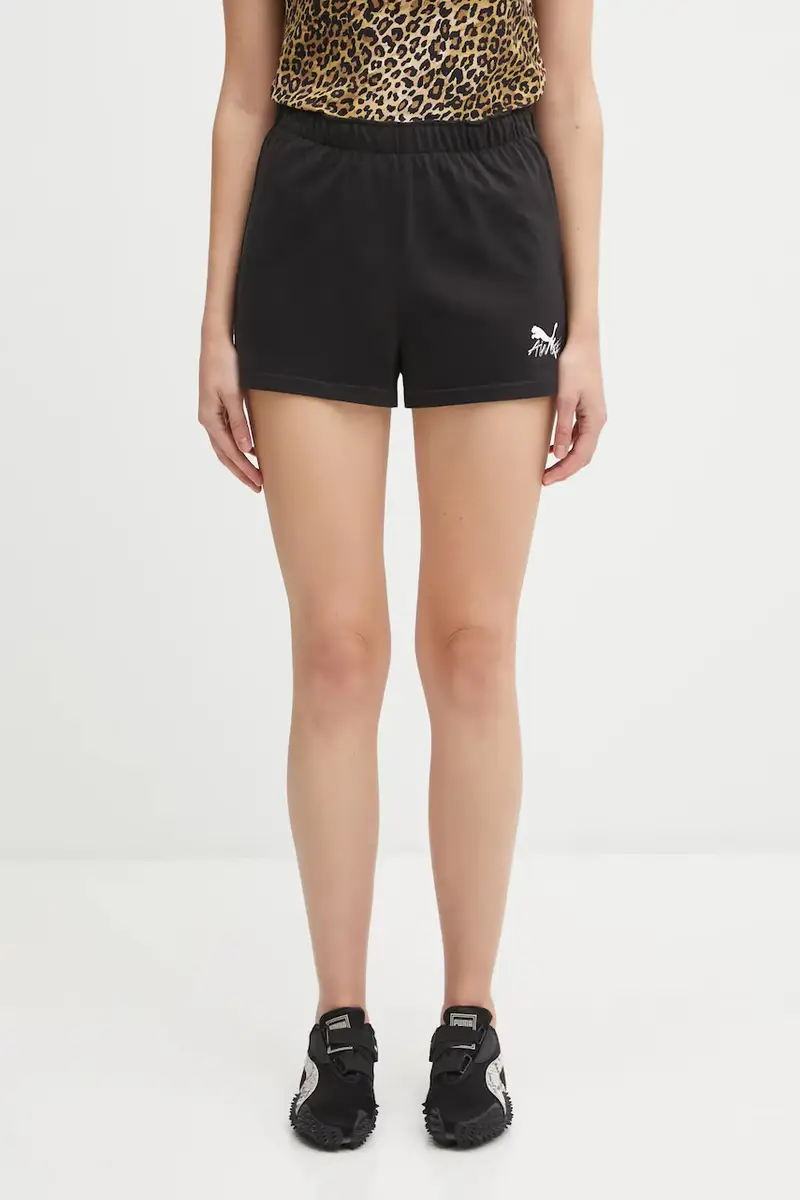 pantaloncini in cotone PUMA x A$AP ROCKY donna colore nero con applicazione 635071
