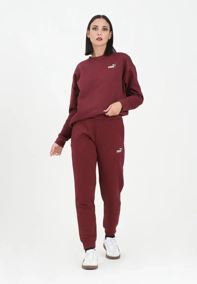 Pantalone sportivo bordeaux da donna con logo ESS N. 1 miniatura 2
