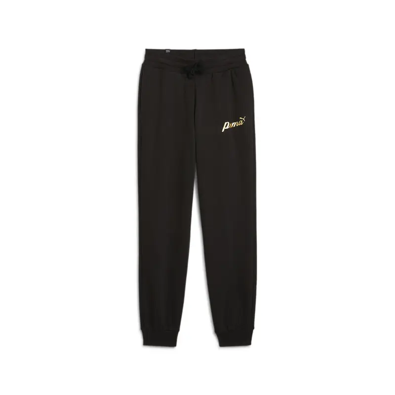 Pantaloni ESS+ SCRIPT da donna PUMA Black Gold Foil | Puma Nero