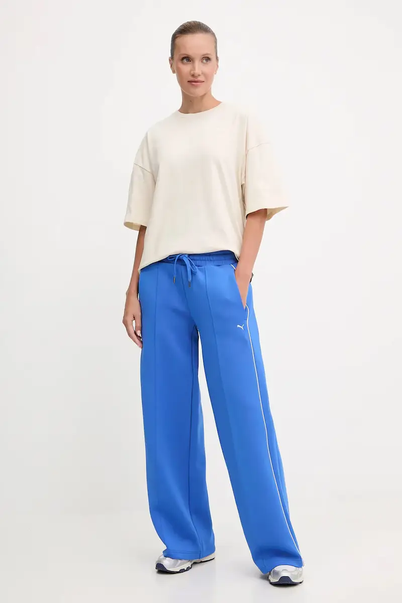 pantaloni tuta di cotone donna colore blu 632332 miniatura 2