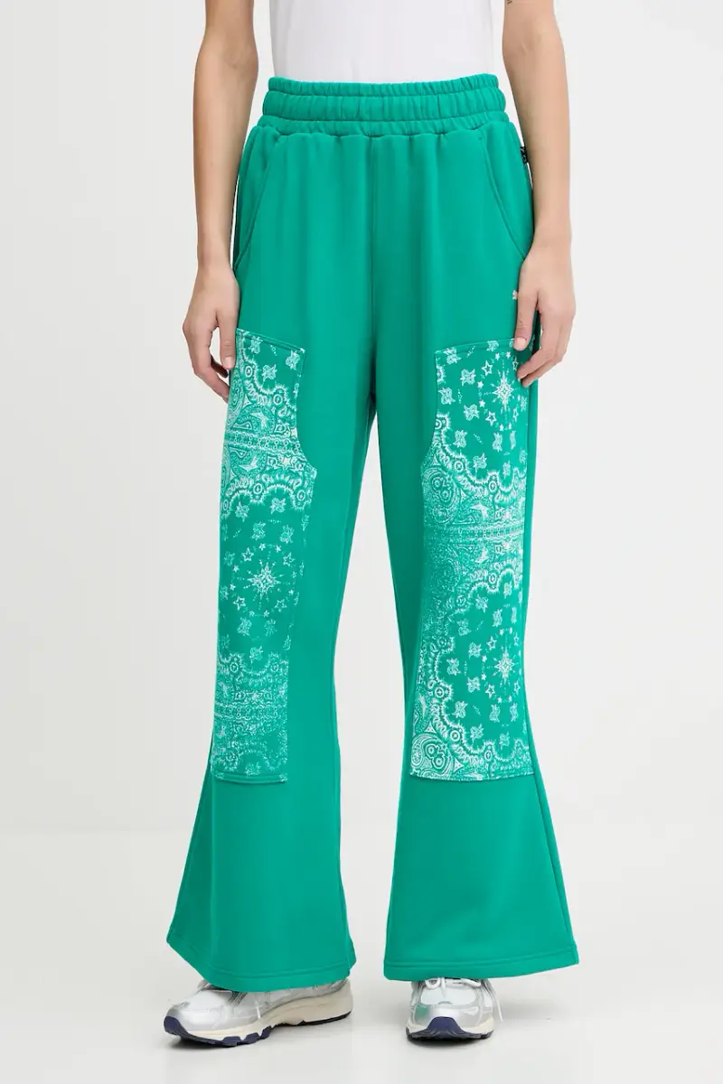 pantaloni tuta di cotone donna colore verde 632845