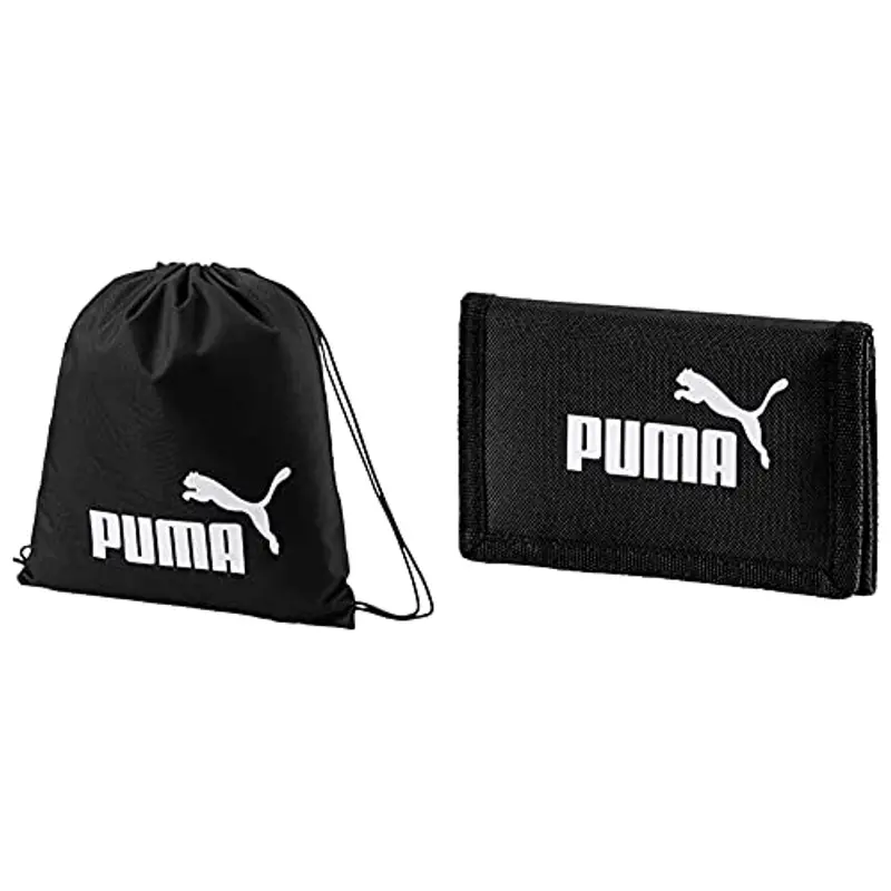 PUMA Phase, Sacca Sportiva Unisex-Adulto, Nero Black), Taglia Unica & Phase Wallet, Portafoglio Unisex Adulto, Nero, Taglia Unica