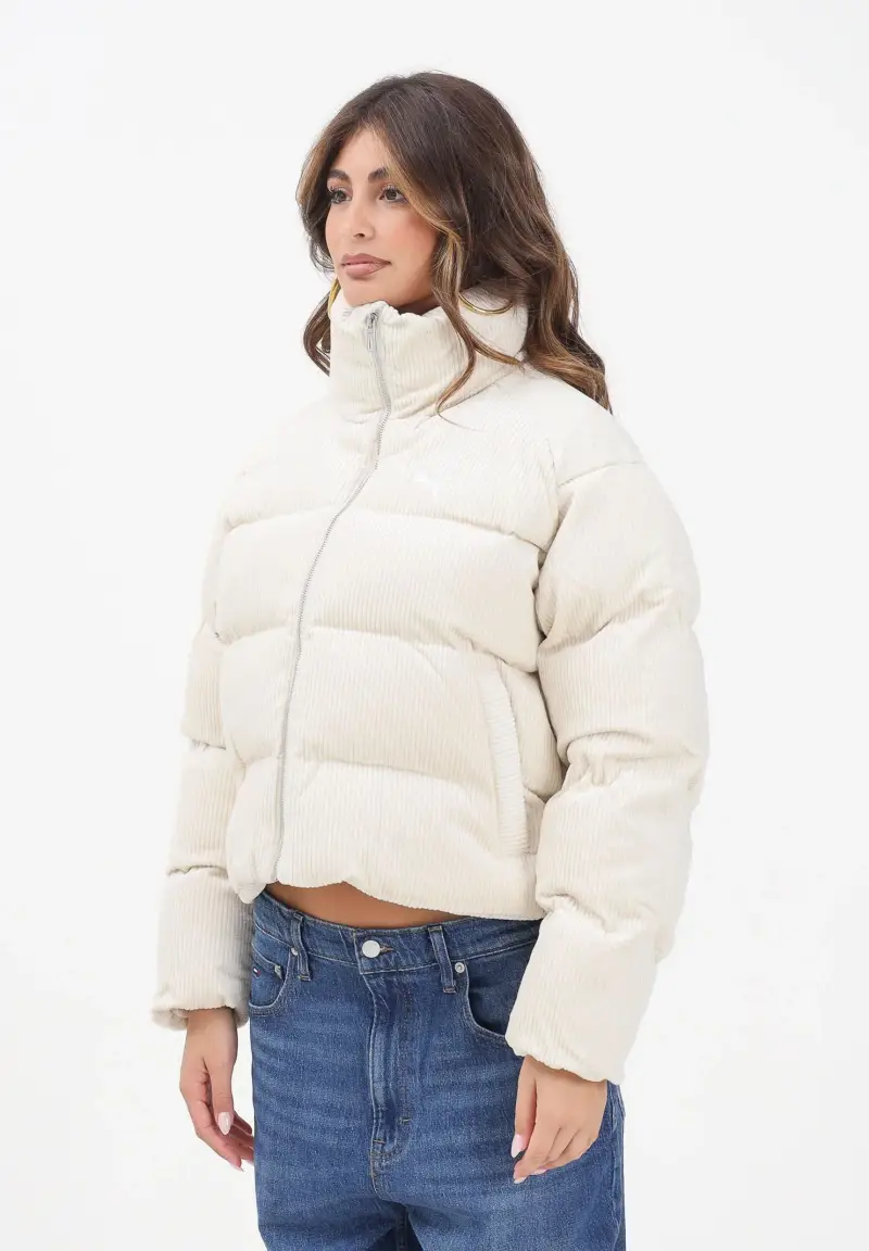 Piumino in velluto a coste Wardrobe Essentials panna da donna