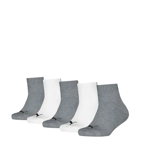 PUMA Plain Quarter, Calzini Unisex - Bambini e ragazzi, Bianco Grigio Bianco, 31