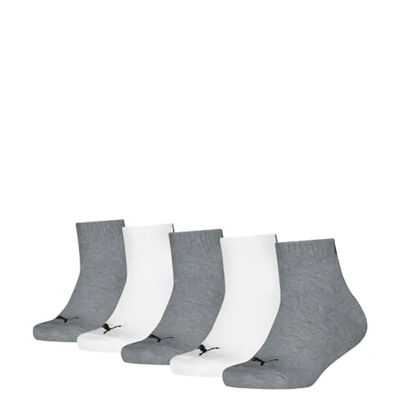 PUMA Plain Quarter, Calzini Unisex - Bambini e ragazzi, Bianco Grigio Bianco, 35-38
