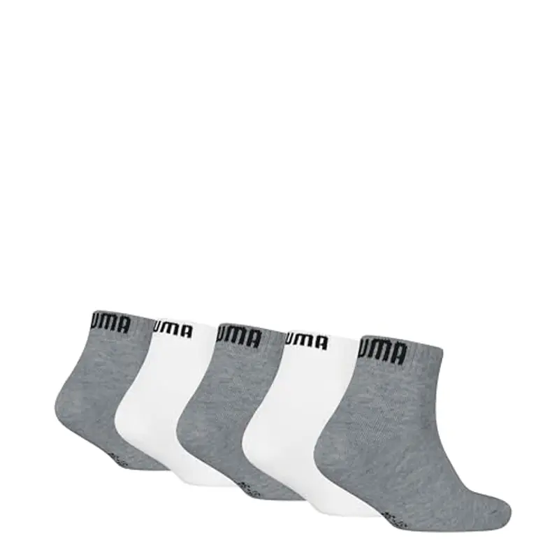 PUMA Plain Quarter, Calzini Unisex - Bambini e ragazzi, Bianco Grigio Bianco, 35-38 miniatura 2