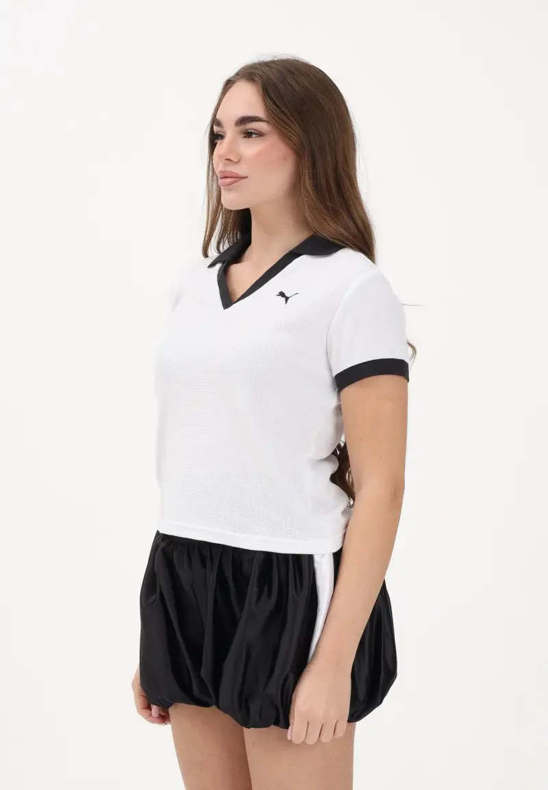 Polo a manica corta Wardrobe Essentials bianca e nera da donna