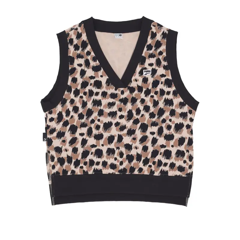 Pullover Smanicato Donna Downtown All Over Print Vest Granola/all Over Print