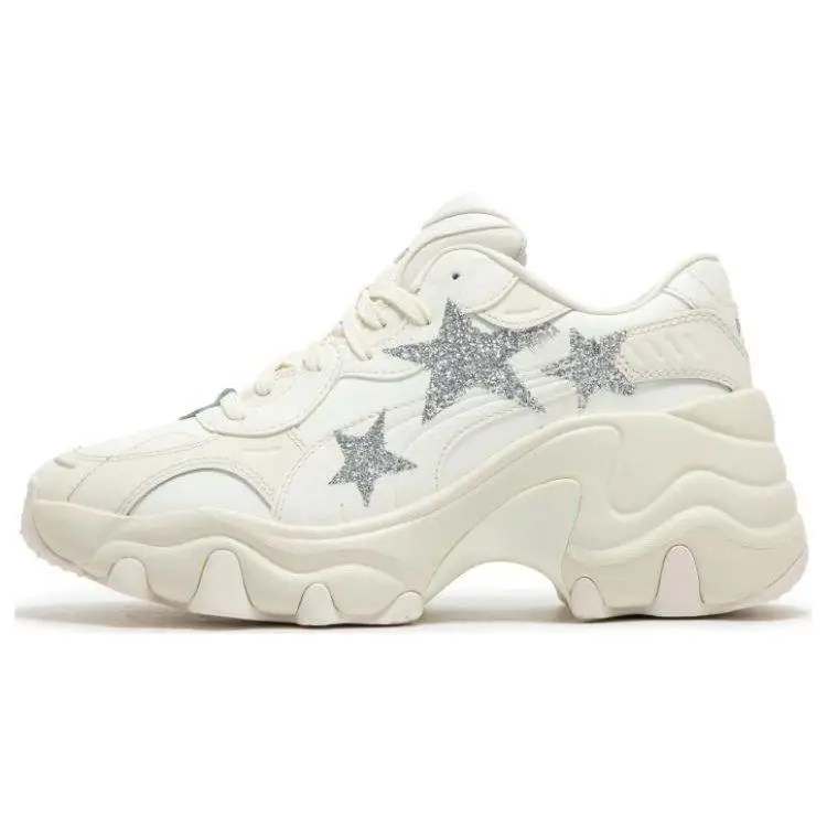 Pulsar Wedge Star Avorio Ghiaccio Argento Scarpe da Ginnastica da Donna Crema 398675-01 39