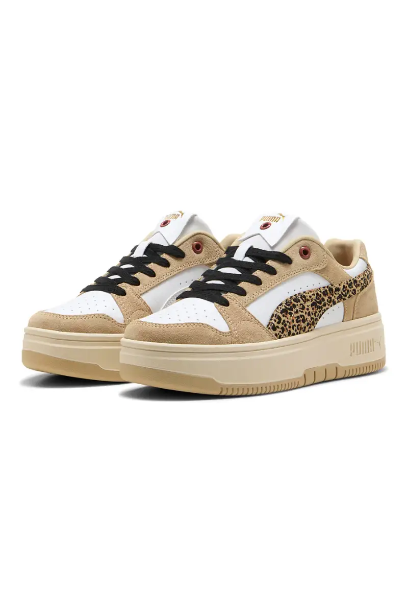 scarpe beige con dettagli animalier in suede Puma Rebound Femme Low Animal [ND] miniatura 2