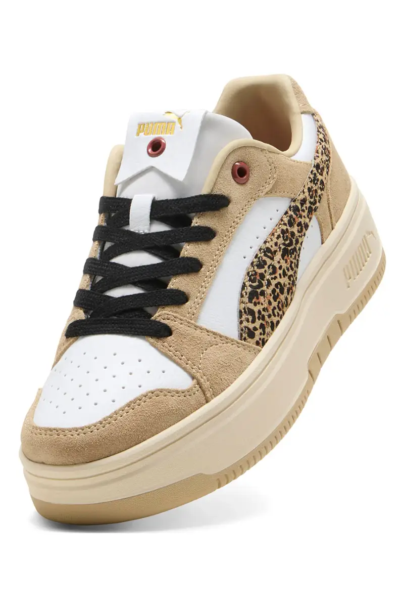 scarpe beige con dettagli animalier in suede Puma Rebound Femme Low Animal [ND] miniatura 3