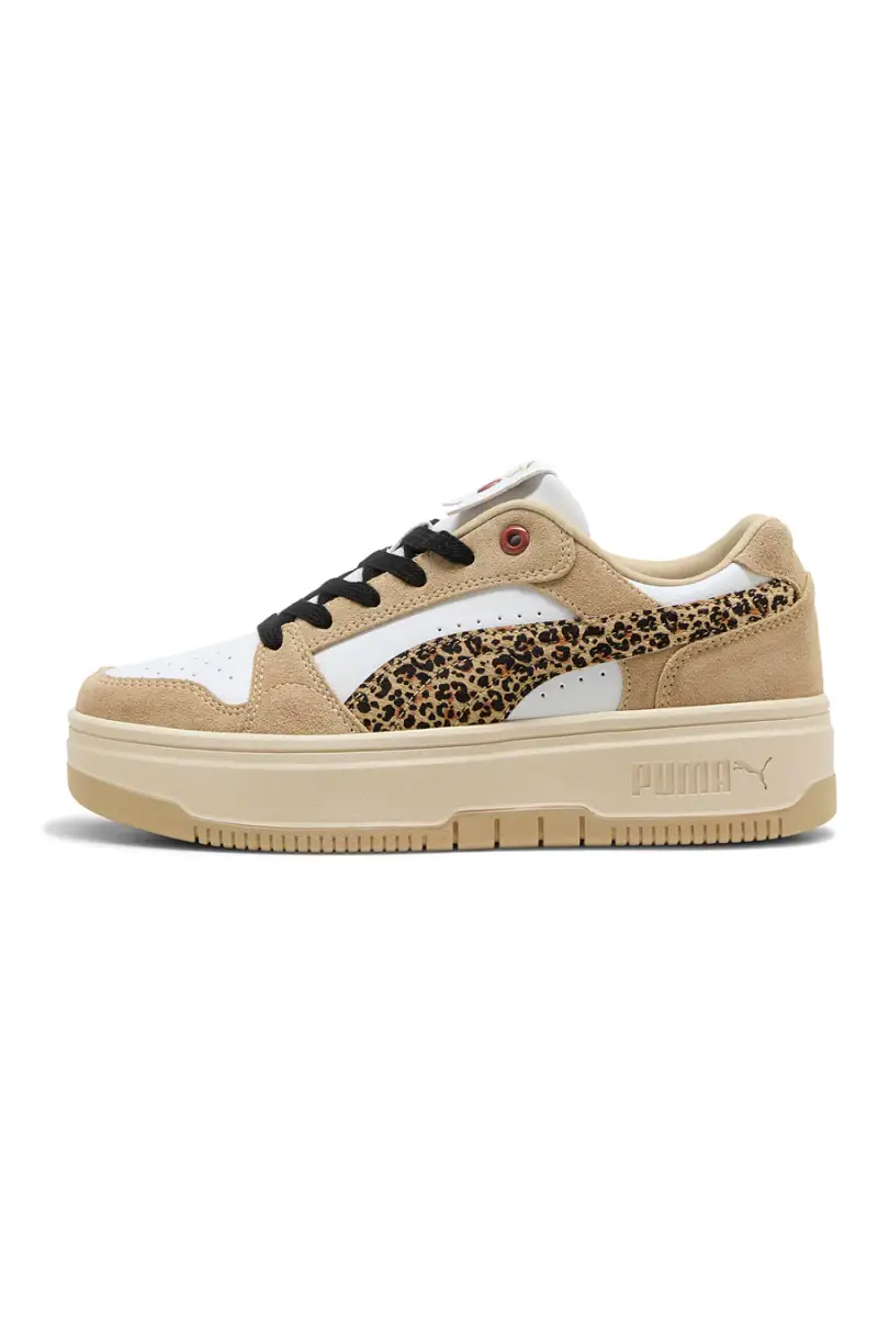scarpe beige con dettagli animalier in suede Puma Rebound Femme Low Animal [ND]