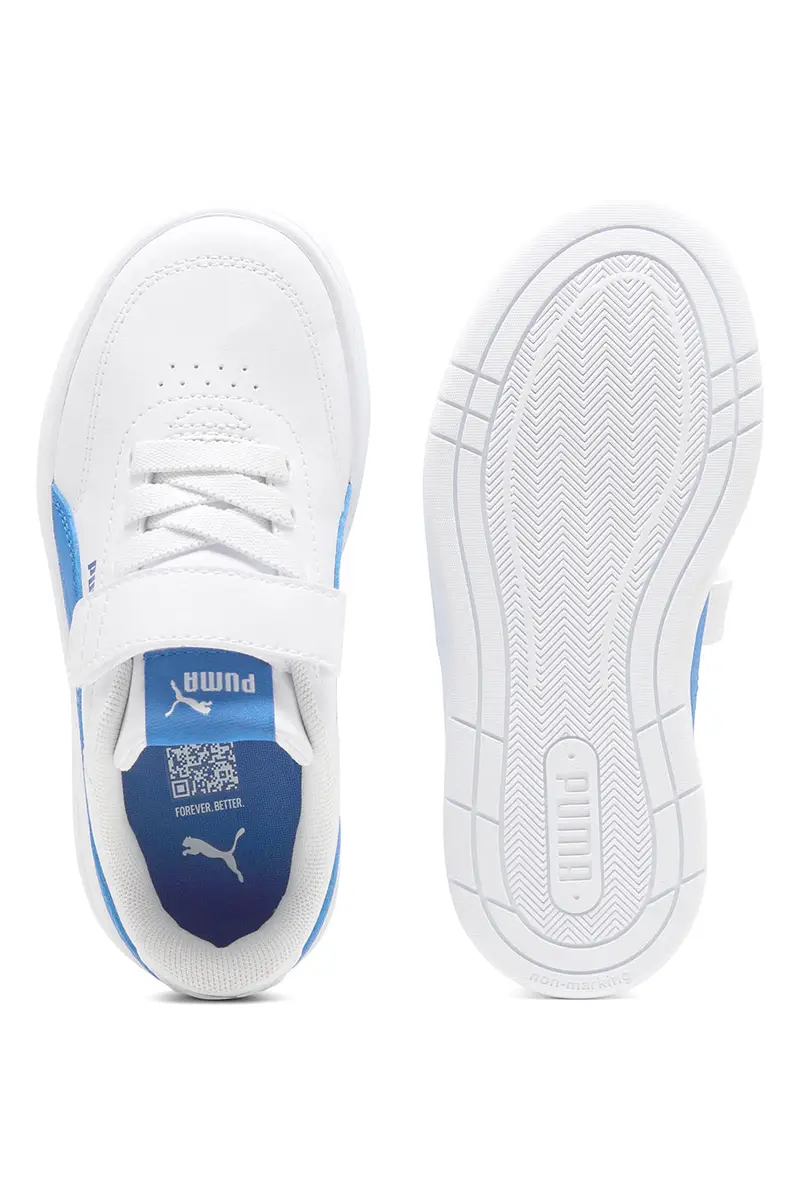Scarpe bianche con dettagli azzurri Puma Court Classic Clean AC+ PS [BIANCO] miniatura 3