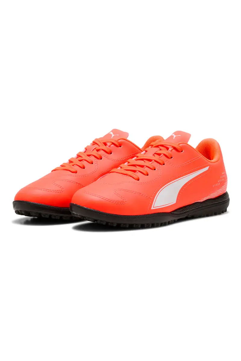 Scarpe da calcetto arancione fluo con suola turf Puma Vitoria II TT Jr [ROSSO] miniatura 2
