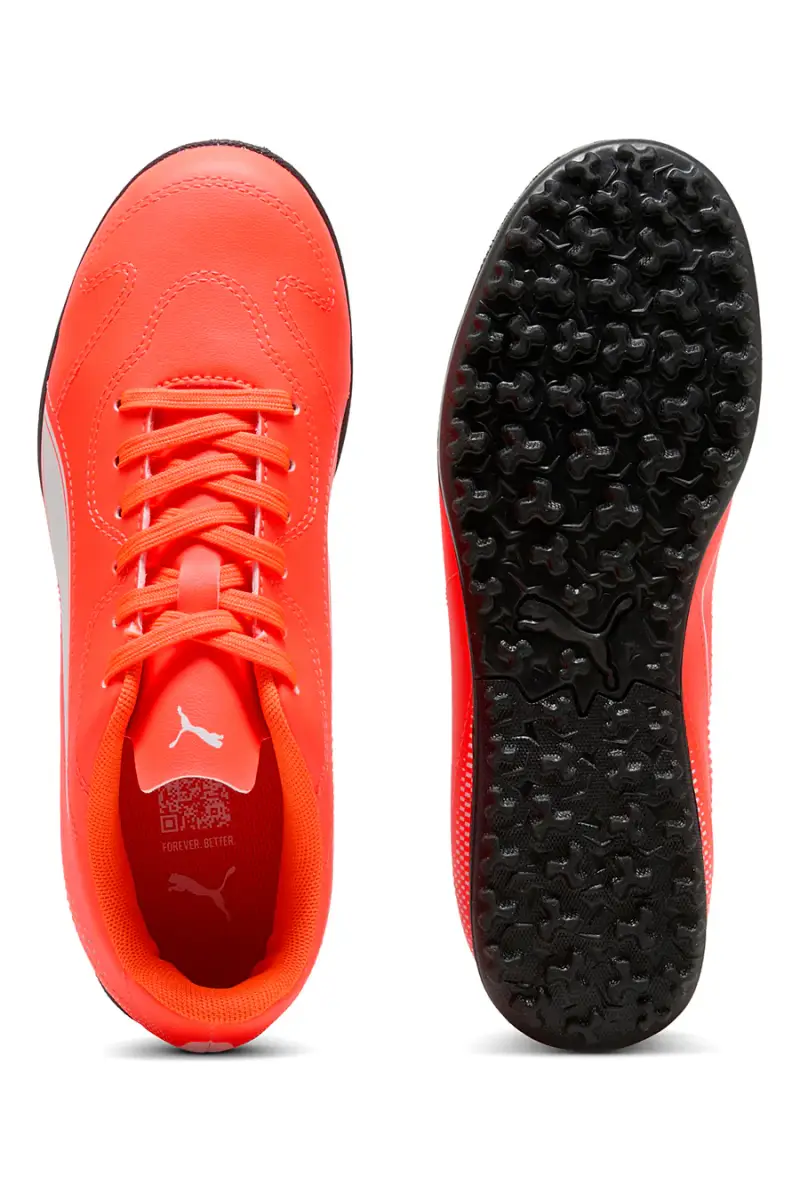 Scarpe da calcetto arancione fluo con suola turf Puma Vitoria II TT Jr [ROSSO] miniatura 4