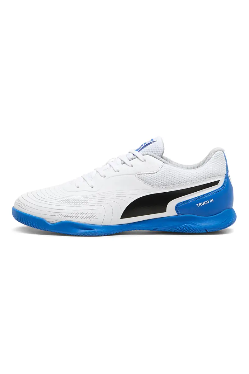 Scarpe da calcetto bianche e suola blu Puma Truco III [BIANCO miniatura 3