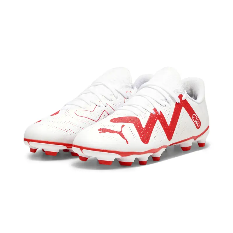Scarpe da calcio FUTURE PLAY FG/AG da ragazzi PUMA White Fire Orchid Red | Puma Bianco