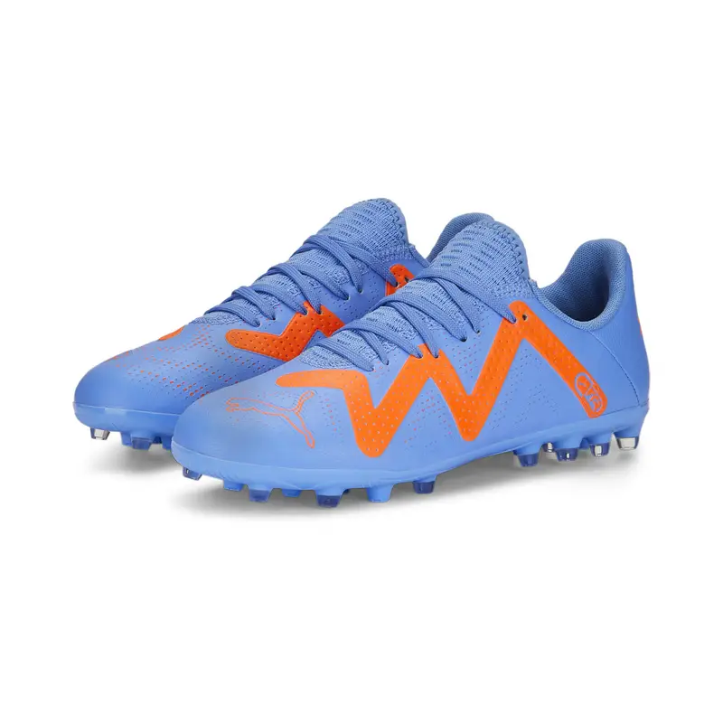 Scarpe da calcio FUTURE Play MG per ragazzi PUMA Blue Glimmer White Ultra Orange | Puma Blu
