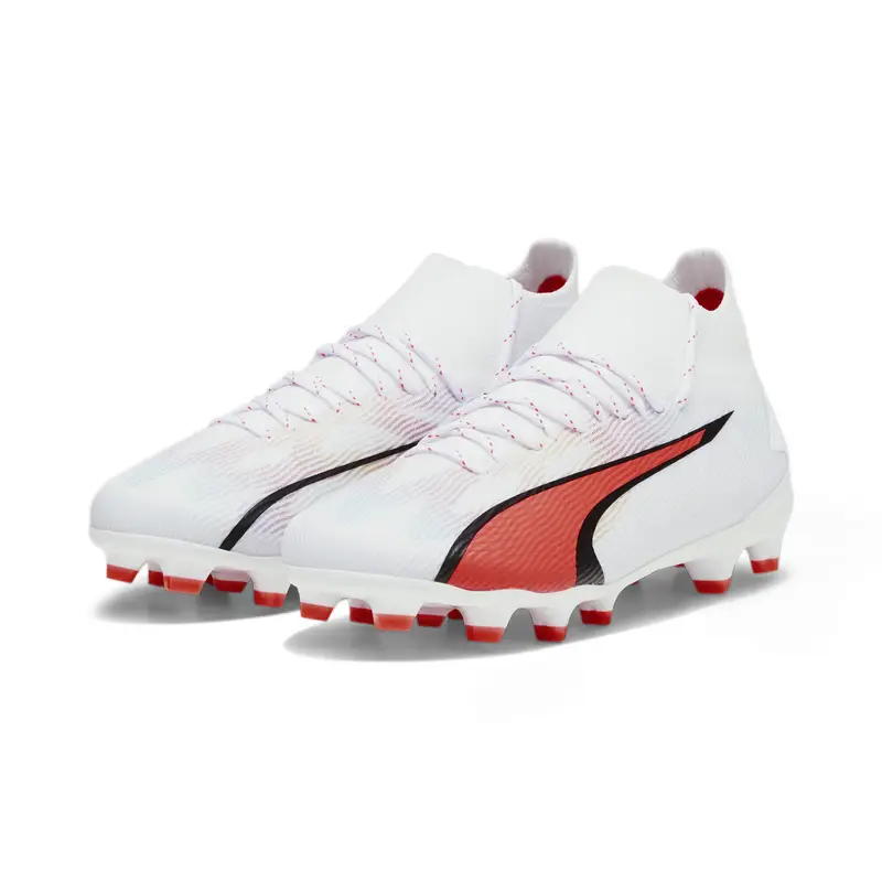 Scarpe da calcio ULTRA PRO FG/AG da ragazzi PUMA White Black Fire Orchid Red | Puma Bianco