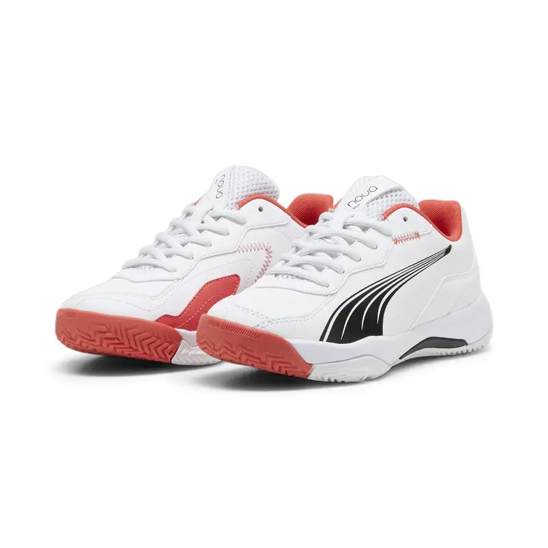 Scarpe da padel NOVA Smash da ragazzi PUMA White Black Active Red | Puma Bianco