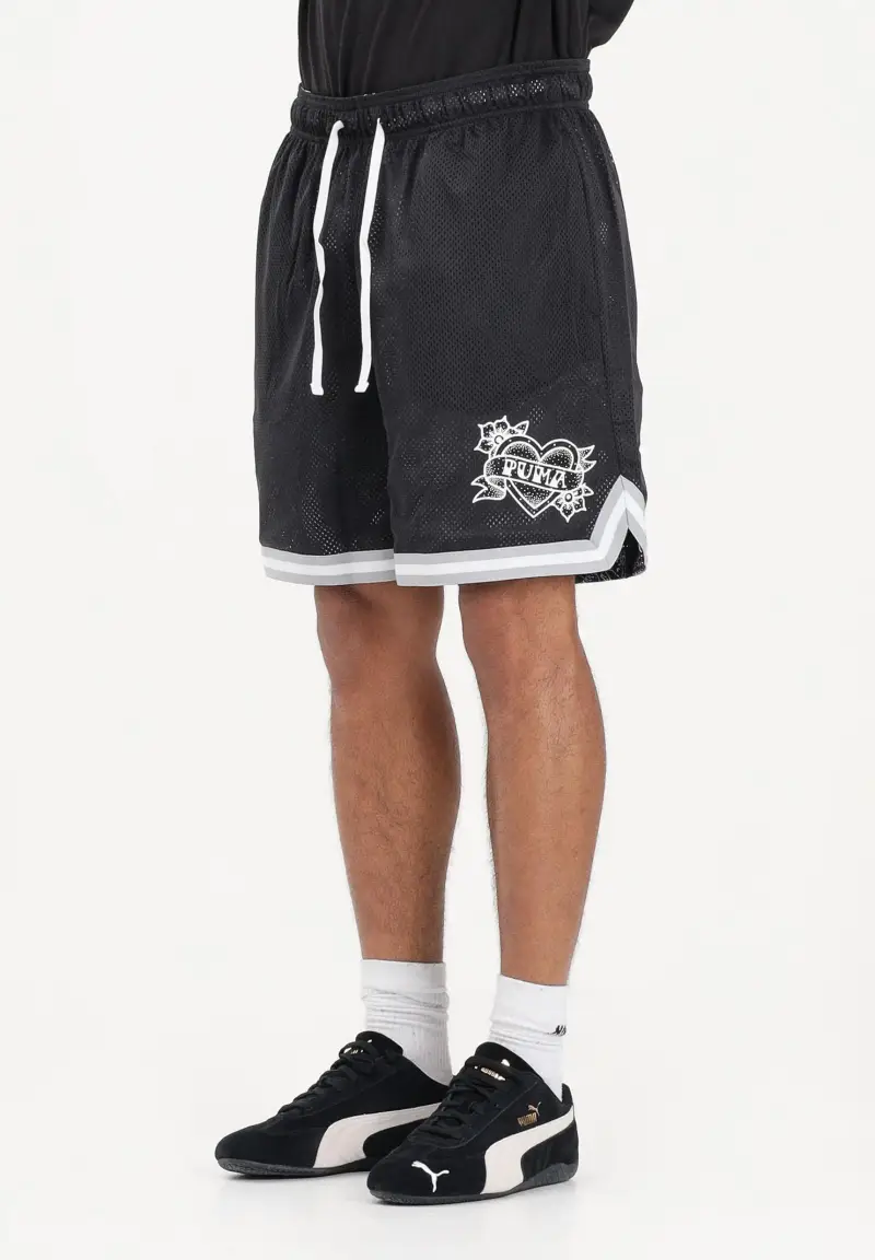 Shorts sportivo Swish and Ink nero da uomo