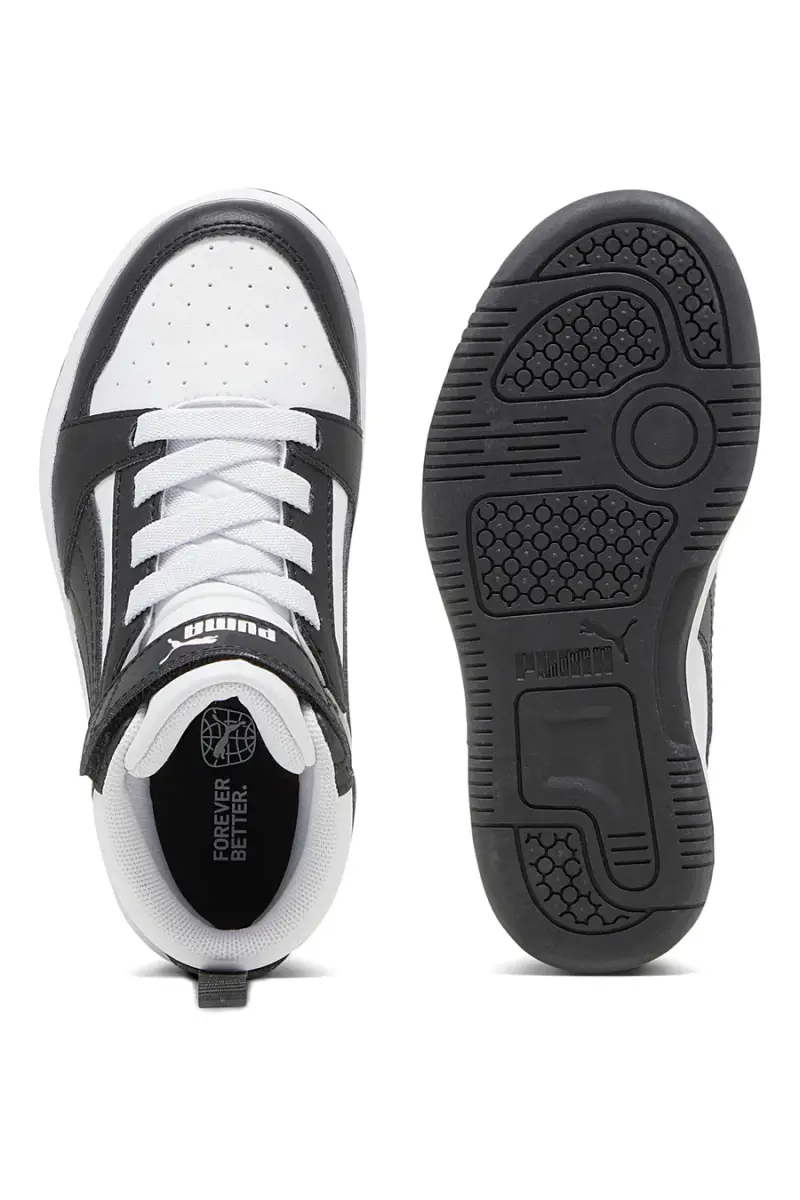Sneakers bambino bianche e nere mid Puma Rebound V6 Mid AC+ PS [BIANCO miniatura 4
