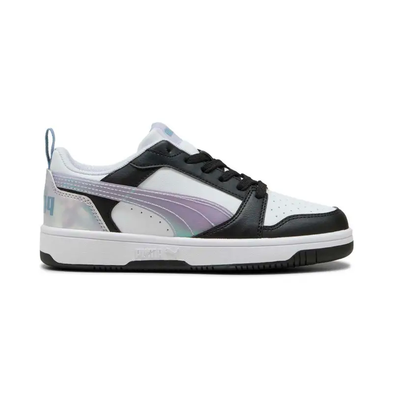 Sneakers basket bianche e nere da ragazza modello Rebound Low con lacci