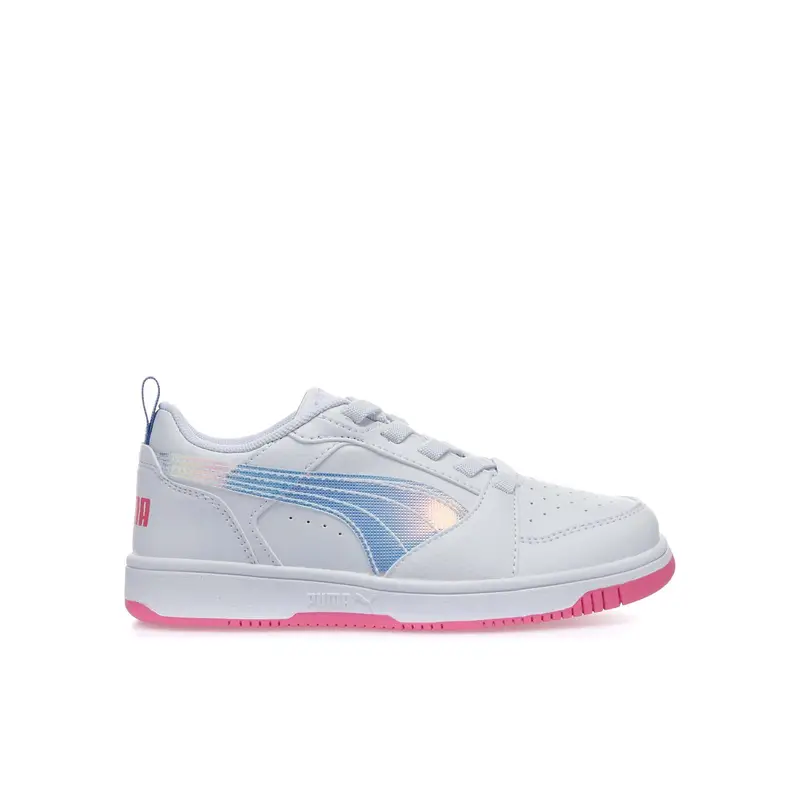 Sneakers basket da bambina Rebound v6 bianche in pelle