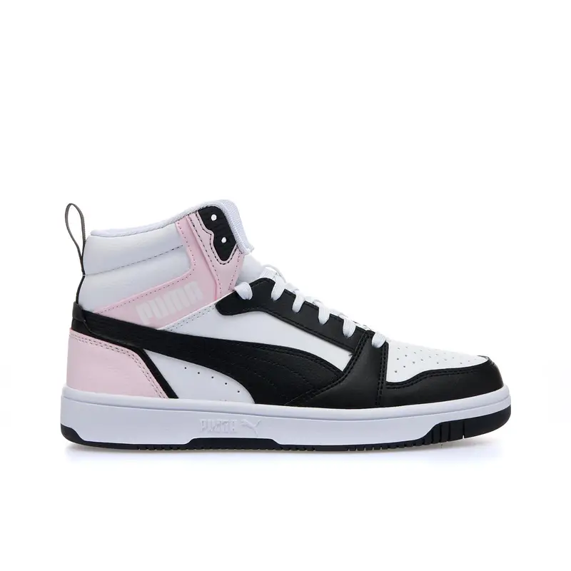 Sneakers basket da bambina Rebound V6 Mid bianche nere e rosa