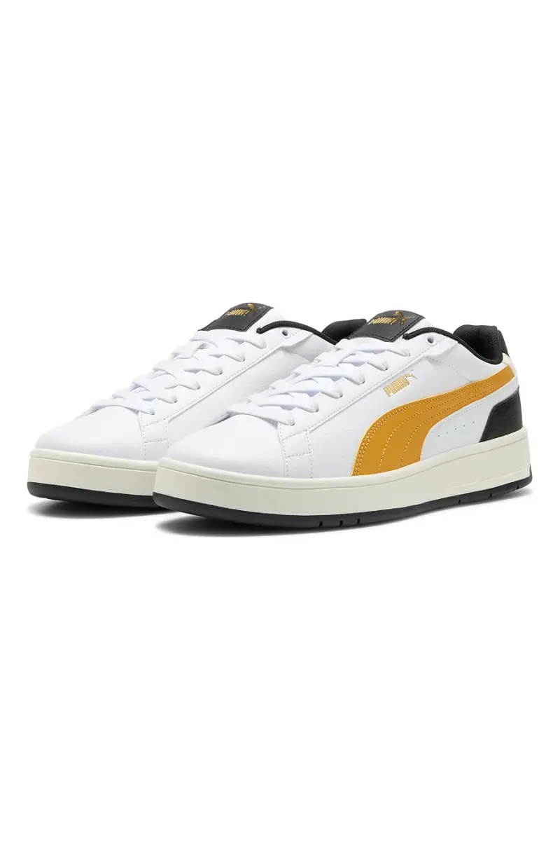 Sneakers bianche con dettagli giallo e nero Puma Court Classico [BIANCO miniatura 2