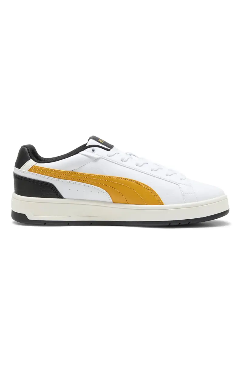 Sneakers bianche con dettagli giallo e nero Puma Court Classico [BIANCO miniatura 3