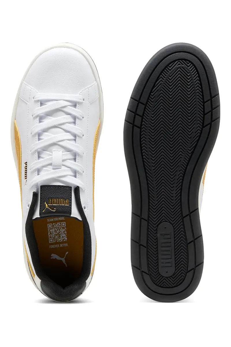 Sneakers bianche con dettagli giallo e nero Puma Court Classico [BIANCO miniatura 4
