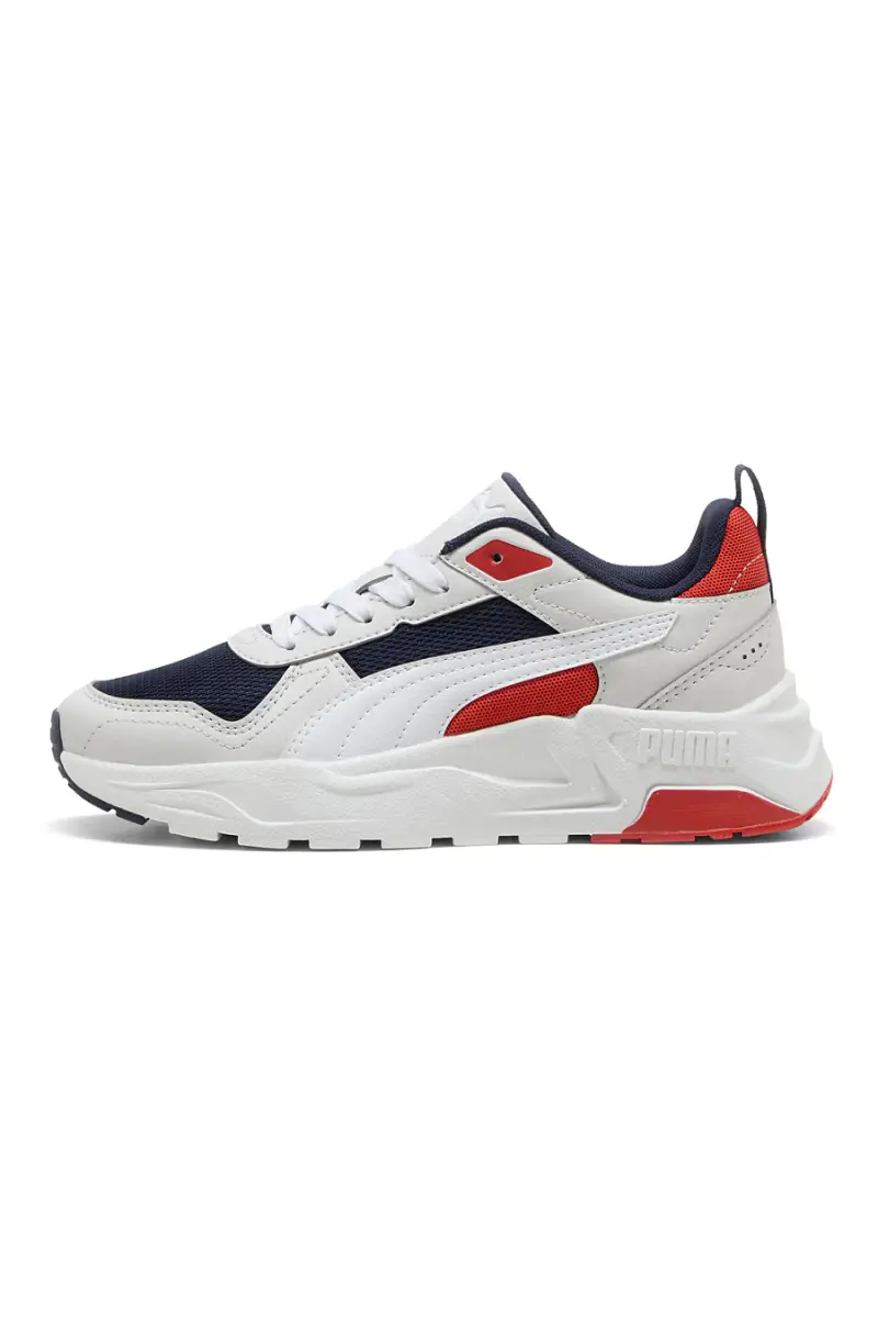 Sneakers bianche con dettagli navy e rossi Puma Trinity 2 LT Jr [NAVY] miniatura 3