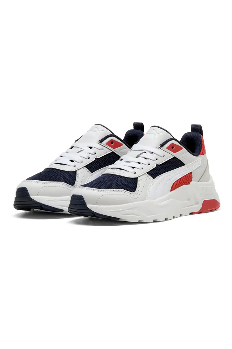 Sneakers bianche con dettagli navy e rossi Puma Trinity 2 LT Jr [NAVY] miniatura 2