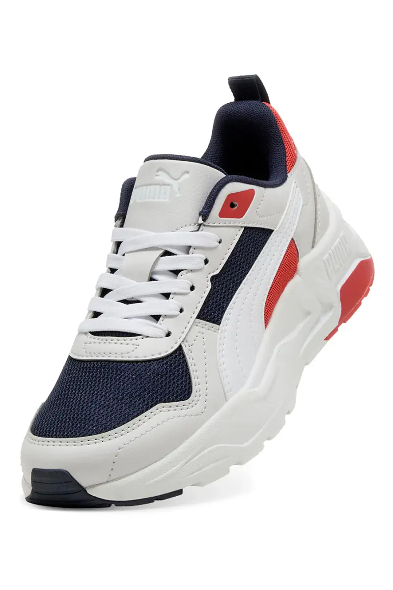 Sneakers bianche con dettagli navy e rossi Puma Trinity 2 LT Jr [NAVY] miniatura 5