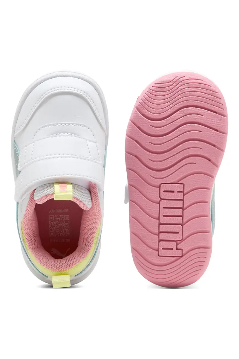 Sneakers bianche con dettagli pastello regolabili Puma Multiflex 2 Color V Inf [BIANCO] miniatura 4