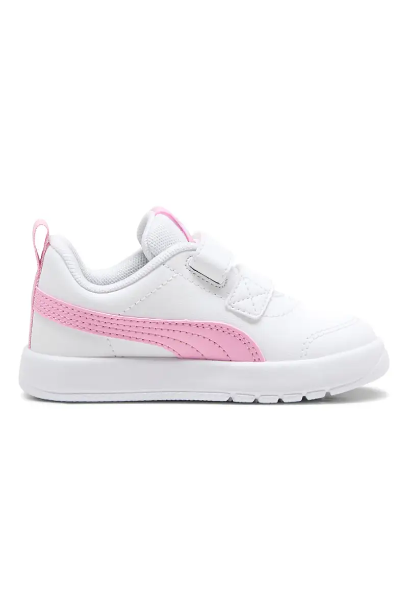 Sneakers bianche con dettagli rosa e strappi regolabili Puma Courtflex V3 V Inf [BIANCO] miniatura 3