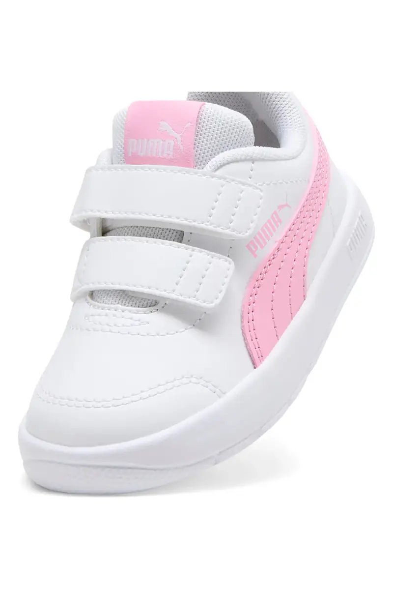 Sneakers bianche con dettagli rosa e strappi regolabili Puma Courtflex V3 V Inf [BIANCO] miniatura 5