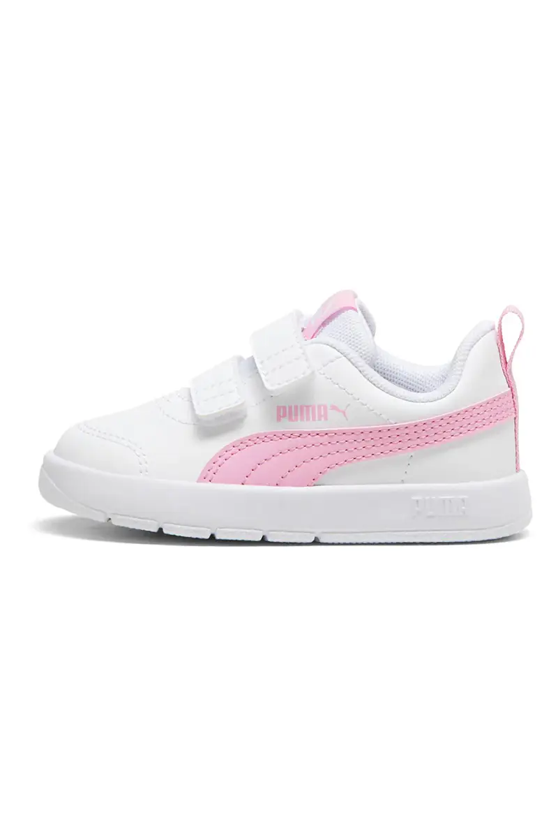 Sneakers bianche con dettagli rosa e strappi regolabili Puma Courtflex V3 V Inf [BIANCO]