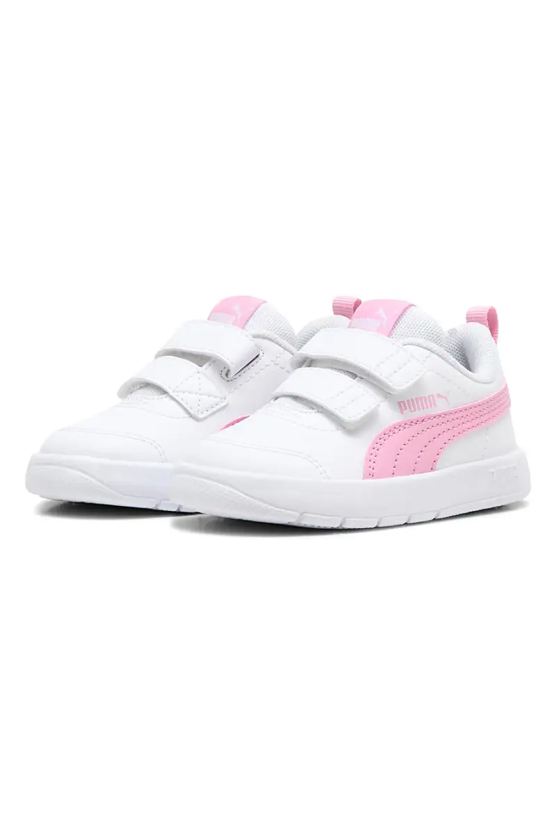 Sneakers bianche con dettagli rosa e strappi regolabili Puma Courtflex V3 V Inf [BIANCO] miniatura 2
