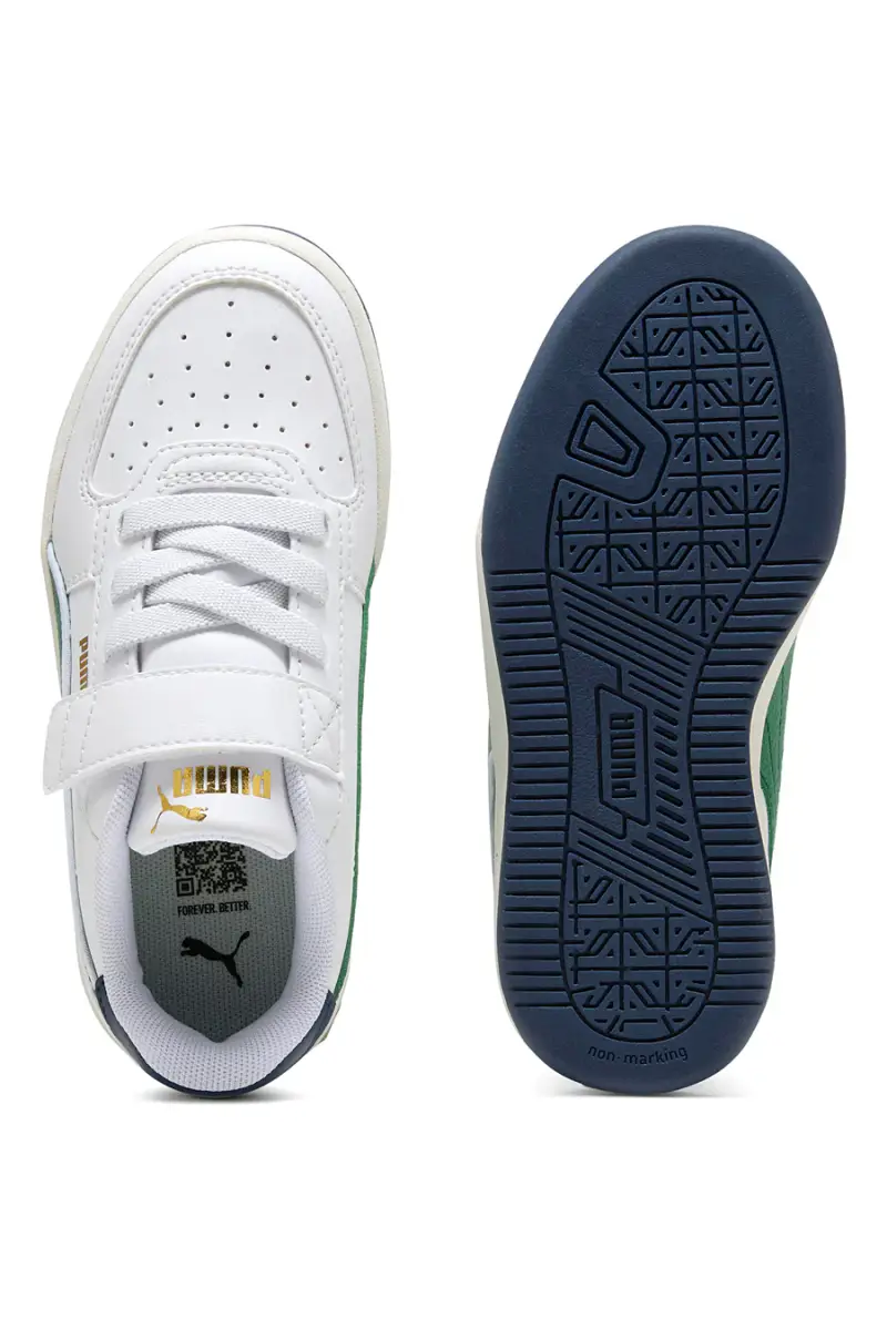 Sneakers bianche con dettagli verdi bambino con strappo Puma Caven 2 Retro AC + PS [BIANCO] miniatura 4
